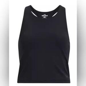 Under Armour Girls Youth Size M Motion Crop Tank In Black W/ Built-In Shelf Bra